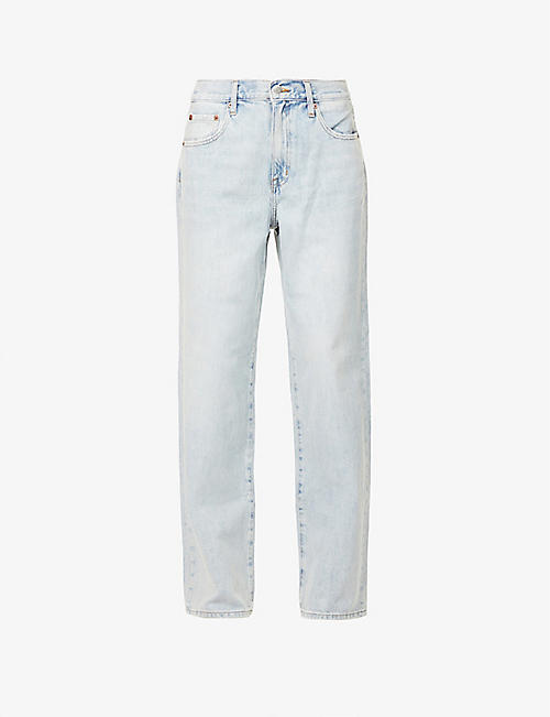 PISTOLA: Bobbie brand-patch wide-leg high-rise cotton-blend denim jeans