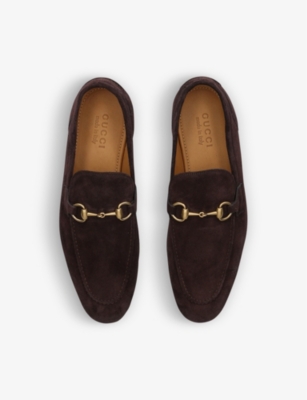 GUCCI Jordaan horsebit-embellished suede loafers