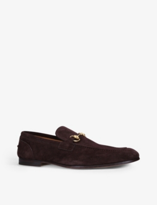 GUCCI Jordaan horsebit-embellished suede loafers