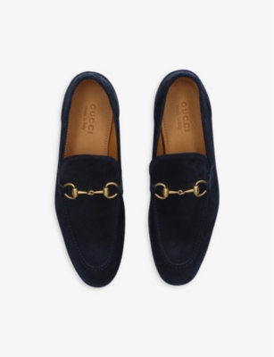 GUCCI Jordaan horsebit-embellished suede loafers