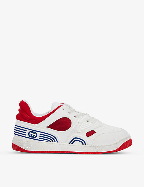 GUCCI: Basket faux-leather low-top trainers
