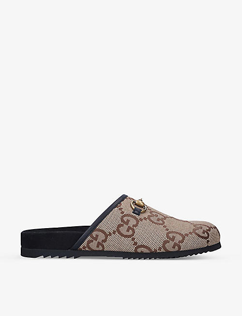 GUCCI: River horsebit-embellished leather and textile loafers