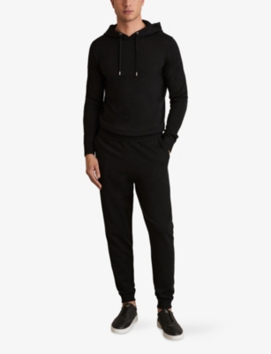 Reiss Mens Holland Wool Knit Hoody Black In Black