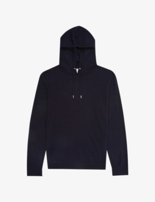 Shop Reiss Men's Navy Holland Wool Knit Hoody