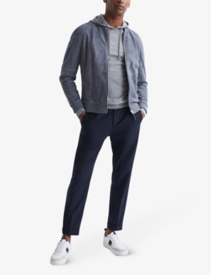 REISS MENS SOFT GREY MOULI HOLLAND WOOL KNIT HOODY 58804187