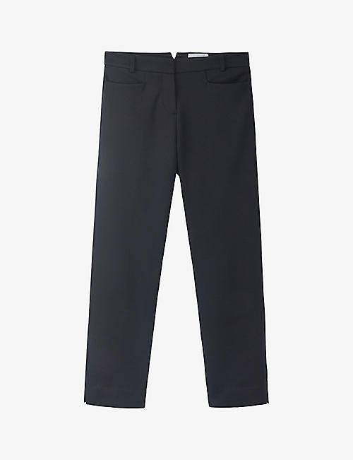 THE WHITE COMPANY: Cropped slim-leg mid-rise stretch cotton-blend trousers