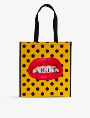 Seletti Womens  Wears Toiletpaper Sh*t Tiny Grocery Woven Bag