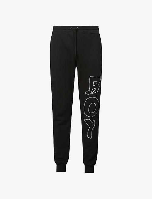BOY LONDON: Distorted regular-fit tapered cotton-jersey jogging bottoms