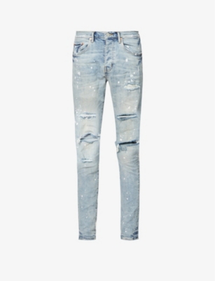 PURPLE BRAND - Distressed slim-fit stretch-denim jeans