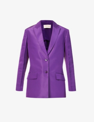Valentino Silk Hidden Waist Drawstring Blazer In Prism Violet