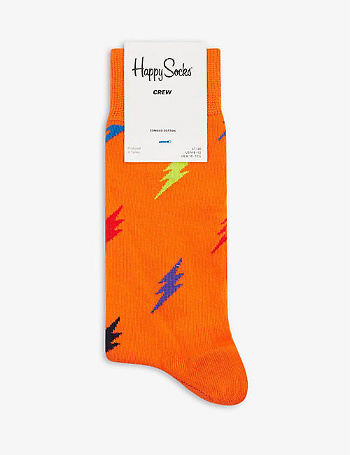 HAPPY SOCKS: Lightning graphic-print cotton-blend socks