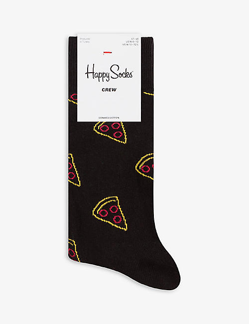 HAPPY SOCKS: Pizza Slice graphic-print cotton-blend socks