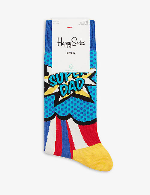 HAPPY SOCKS: Super Dad-design cotton-blend socks