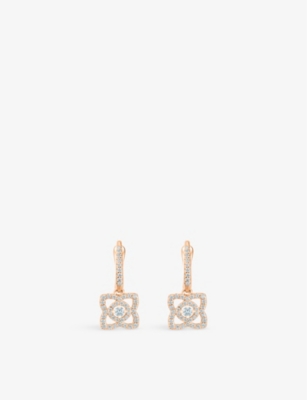 DE BEERS JEWELLERS: Enchanted Lotus 18ct rose-gold and 0.35ct round-cut diamond earrings