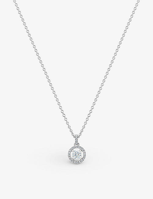 DE BEERS: My First De Beers Aura 18ct white-gold and 0.29ct round-cut diamond pendant necklace