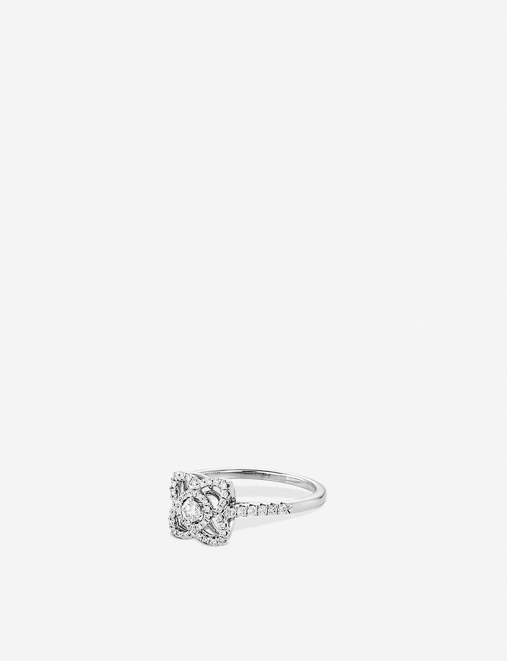 Shop De Beers Enchanted Lotus 18ct White-gold And 0.33ct Round-cut Diamond Ring In 18k White Gold