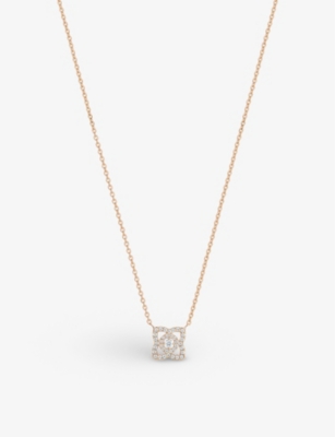 Shop De Beers Enchanted Lotus 18ct Rose-gold And 0.15ct Round-cut Diamond Pendant Necklace In 18k Rose Gold