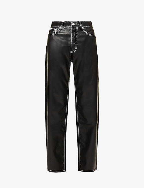 EYTYS: Benz straight-leg high-rise faux-leather trousers