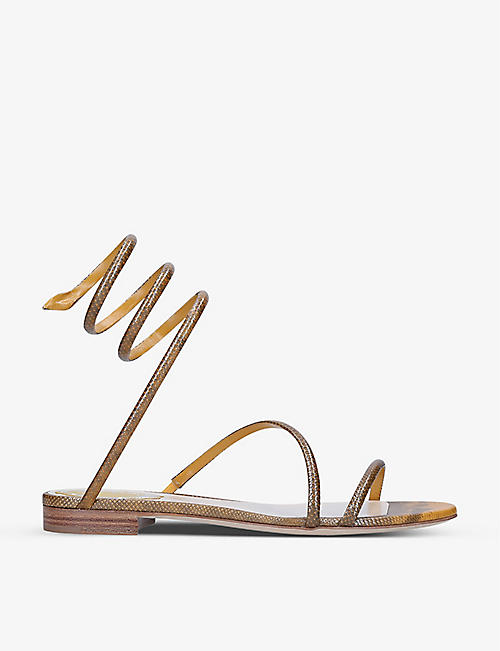 RENE CAOVILLA: Cleo snakeskin-embossed leather sandals