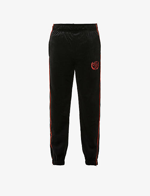 NOON GOONS: Vice striped-side velour jogging bottoms