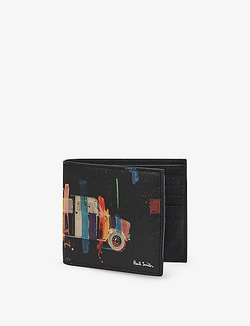 PAUL SMITH ACCESSORIES: Mini graphic-print leather billfold wallet