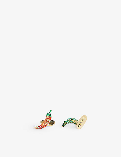 PAUL SMITH ACCESSORIES: Chilli crystal-embellished metal cufflinks