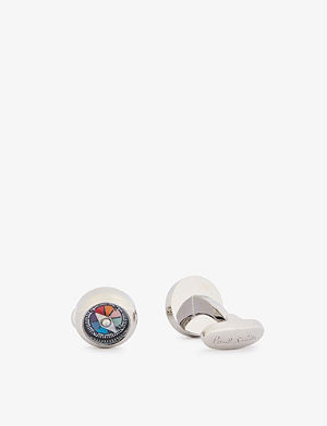 Button Stop silver-toned cufflinks Selfridges & Co Men Accessories Jewelry Cufflinks 