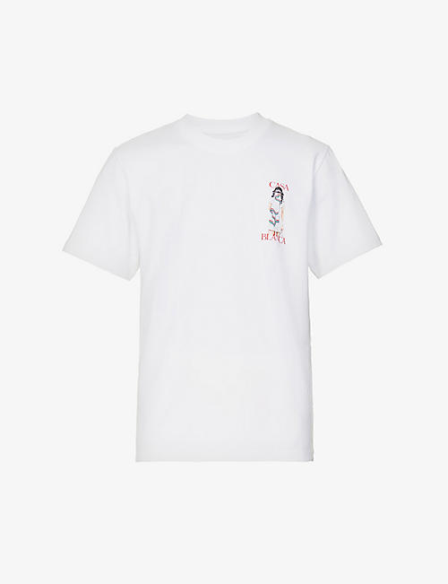CASABLANCA: Graphic-print crewneck organic cotton T-shirt