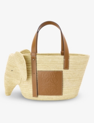 LOEWE: Elephant raffia and leather shoulder bag