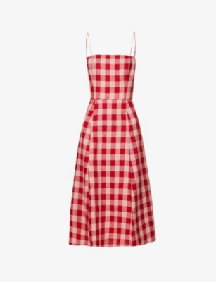 REFORMATION Christen gingham linen mini dress Selfridges