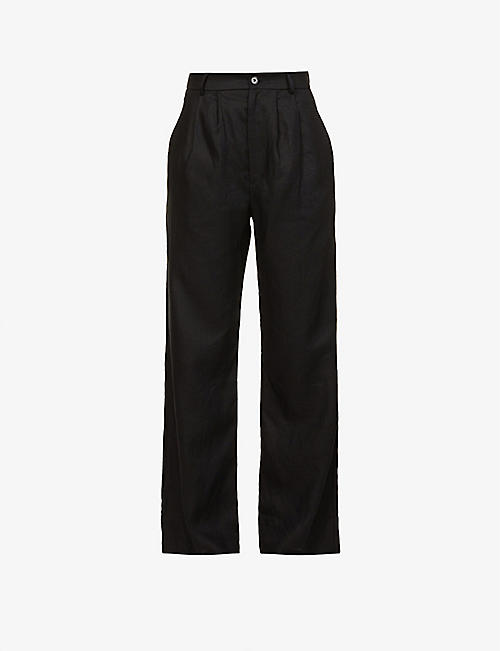 REFORMATION: Vesta tapered high-rise linen trousers