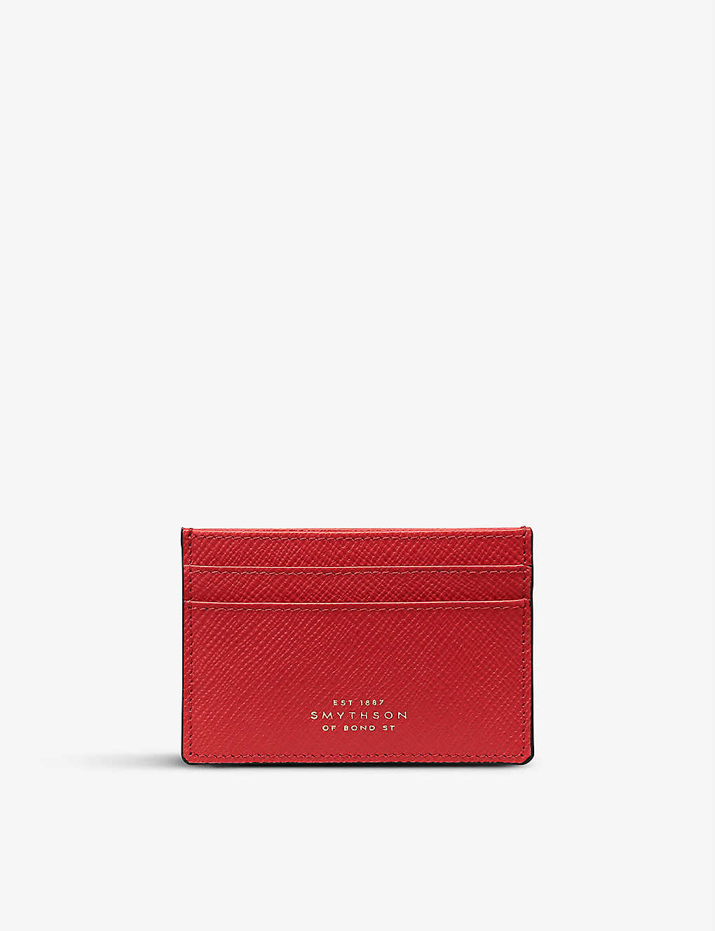 Shop Smythson Panama Leather Card Holder In Scarlet Red