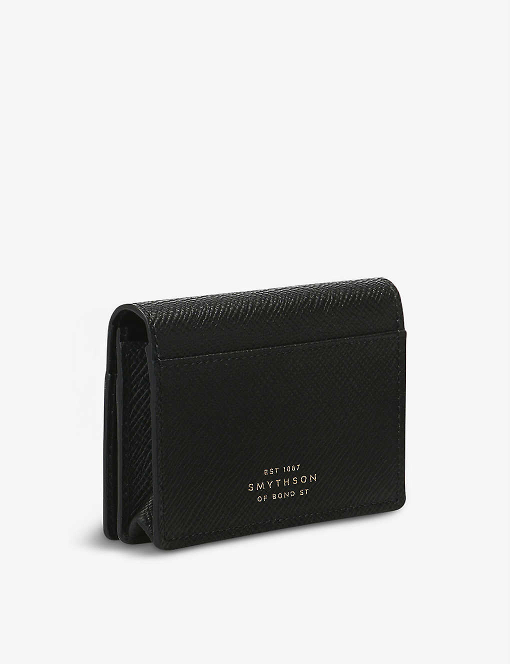 Smythson Panama Folded Leather Card Case In Black