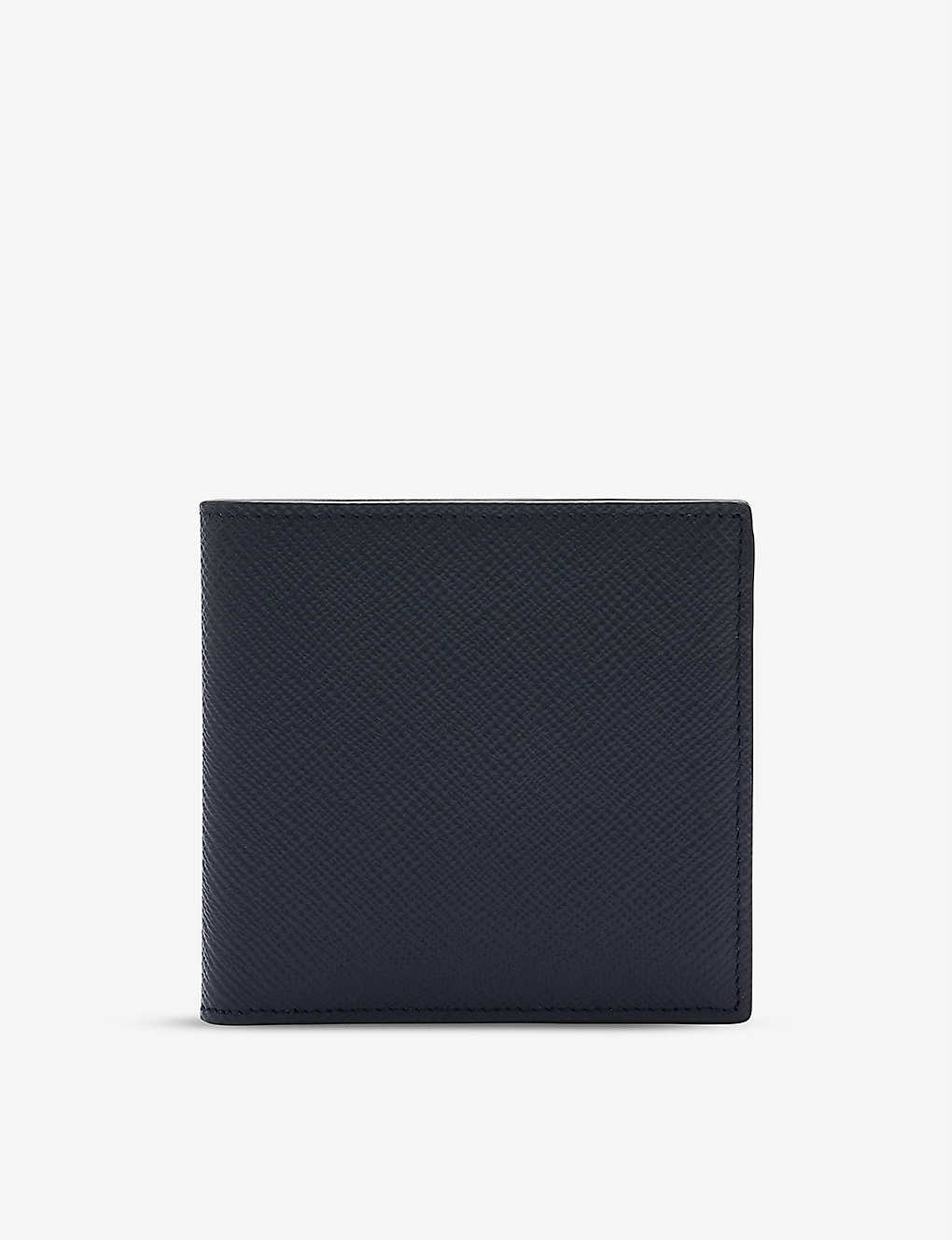 Smythson Panama Grained Leather Wallet In Navy