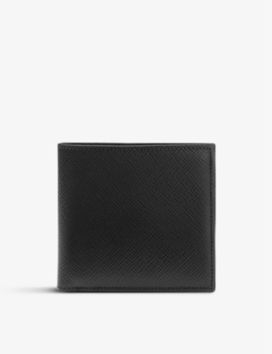 Shop Smythson Black Panama Grained Leather Wallet