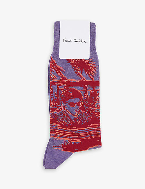 PAUL SMITH: Brand-print graphic-pattern cotton-blend socks