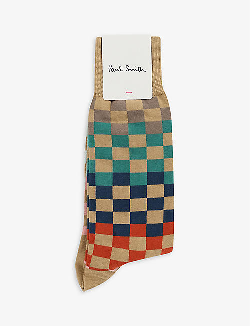PAUL SMITH: Checked cotton-blend socks