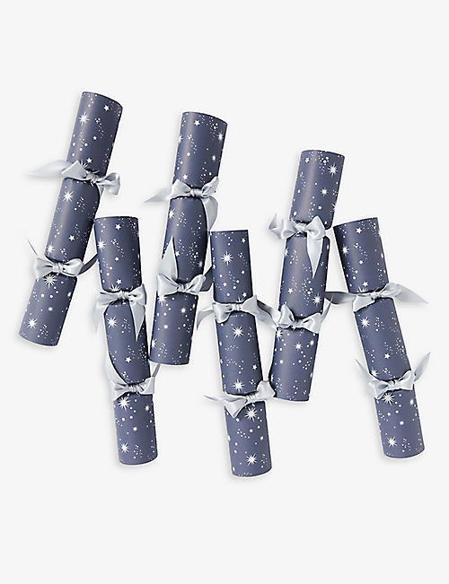 CHRISTMAS: Midnight-print recycled Christmas crackers pack of six