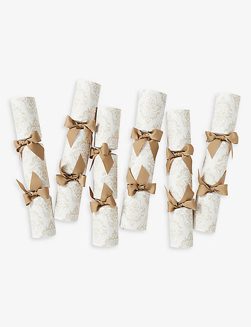 CHRISTMAS: Ribbon-embellished recycled-paper crackers pack of six