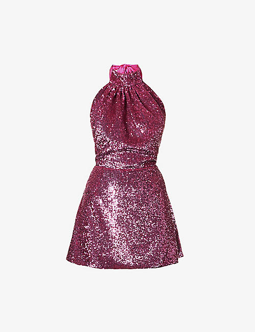 HARMUR: Classic sequin-embellished silk mini dress