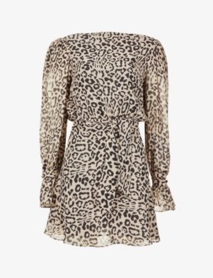 HARMUR - Leopard-print frill-trimmed silk-crepe mini-wrap dress ...