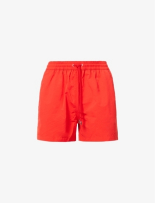 Paul Smith Stripe-embroidered Recycled-polyamide Swim Shorts In Red