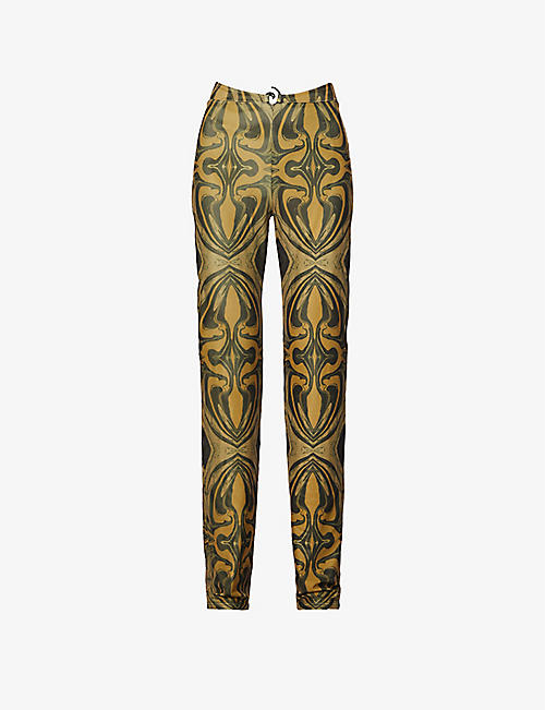 THE KRIPT: Petrel abstract-pattern straight-leg mid-rise woven trousers
