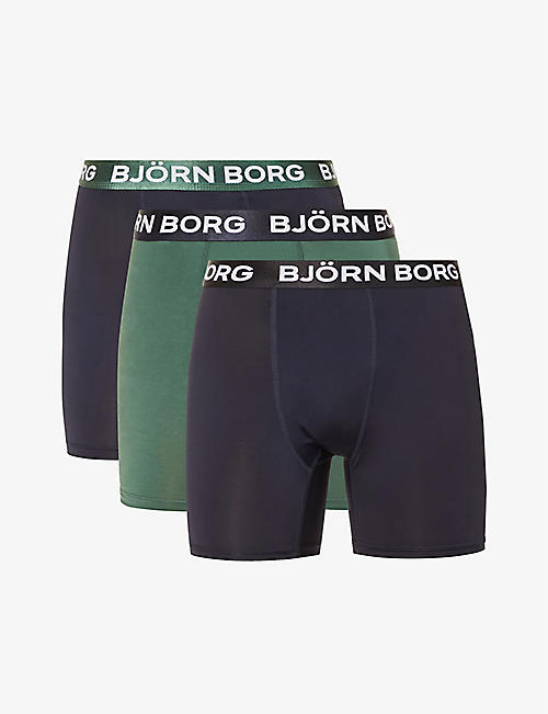 BJORN BORG: Performance fitted pack of three stretch-woven trunks