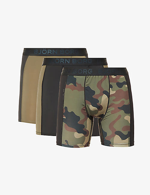 BJORN BORG: Performance fitted pack of three stretch-woven trunks