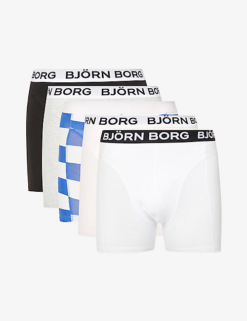 BJORN BORG: Pack of five Essential regular-fit stretch-cotton trunks