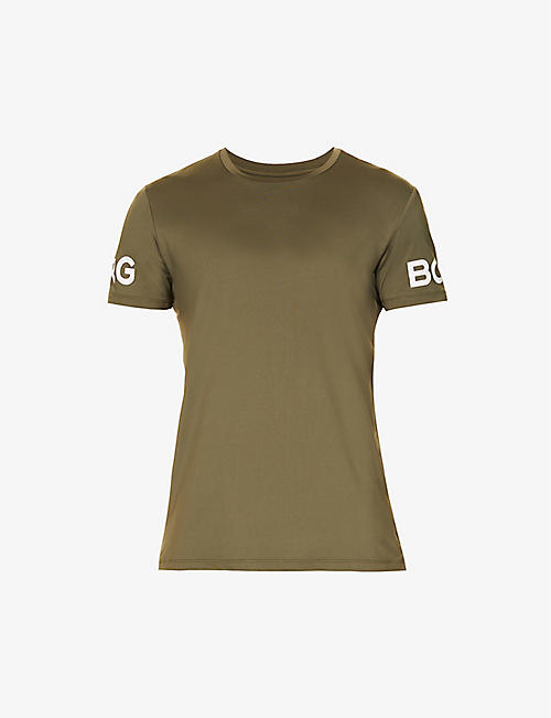 BJORN BORG: Borg brand-print stretch-recycled polyester T-shirt