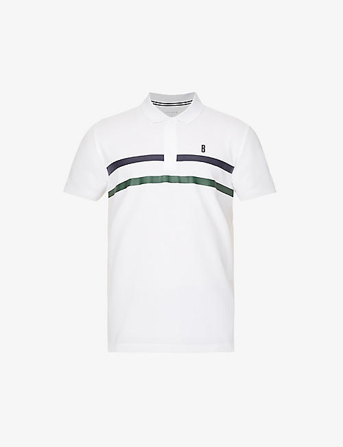BJORN BORG: Ace brand-print regular-fit recycled-polyester polo shirt