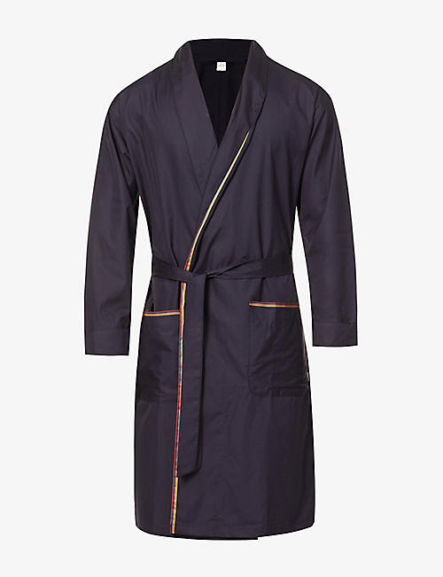 PAUL SMITH: Shawl-collar contrast-trim cotton dressing gown