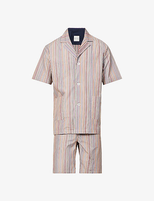 PAUL SMITH: Striped cotton-poplin pyjama set